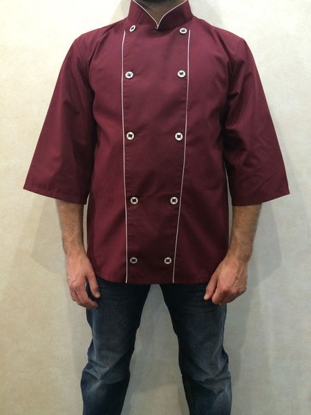 Китель поварской "Никита" бордовый батист, форма для поваров 6000008 фото