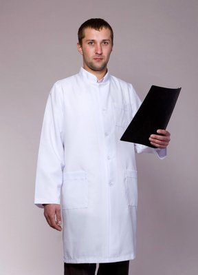 Медицинский халат мужской "Health Life" габардин белый 1117 1117 фото