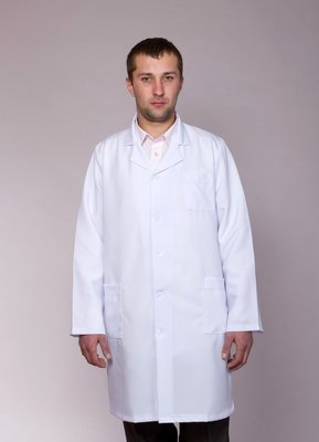 Медицинский халат мужской "Health Life" габардин белый 1118 1118 фото