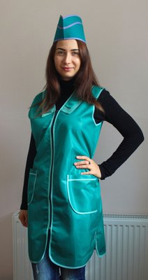 Халат, униформа для продавца, парикмахера, горничной L-02 нейлон цвет зеленый 6000031 фото