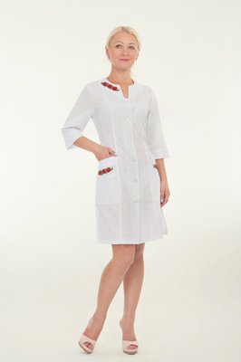 Медицинский халат женский "Health Life" батист белый с вышивкой 2173 2173 фото