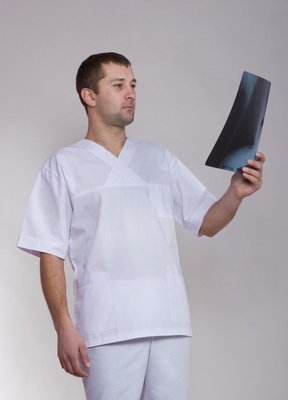 Медицинский мужской белый костюм "Health Life" батист 2222 3040006 фото